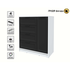 Тумба Тренд КТ-Т90 (Белый платинум ЛДСП/ Черный ЛМДФ) Ш900 В1020 Г451 Тумба Тренд КТ-Т90 (Белый платинум ЛДСП/ Черный ЛМДФ) Ш900 В1020 Г451